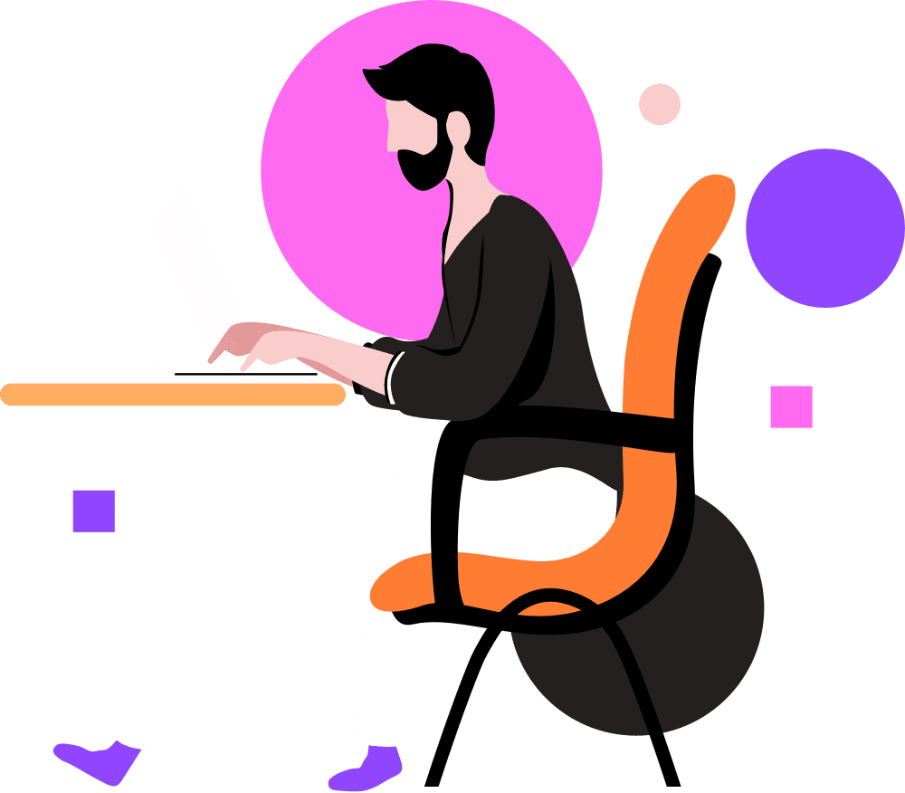 Ilustrace: vývojář u notebooku